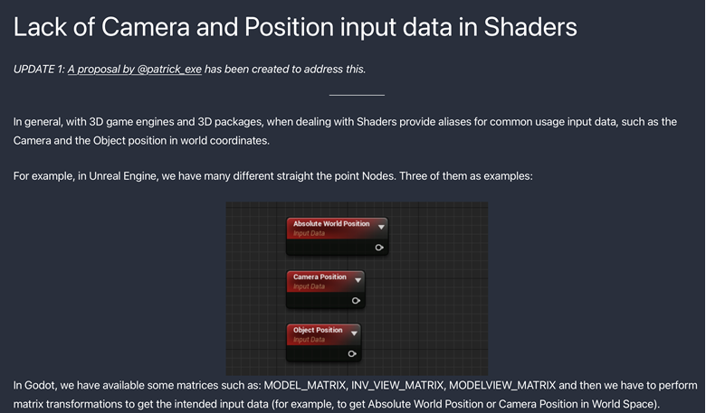Lack of Camera and Position input data in Shaders section from Alfred Baudisch blog