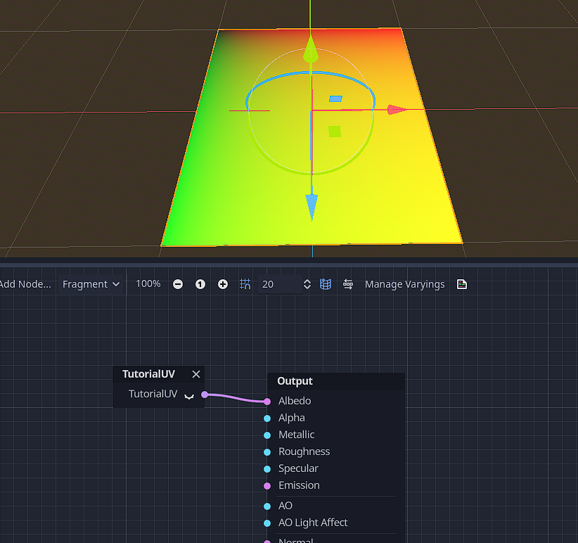 Tutorial UV Node showcase inside the editor by using it on an example mesh